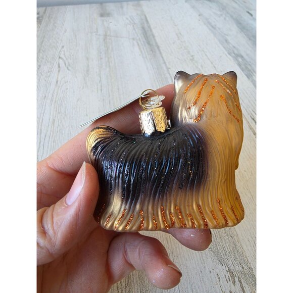 OWC old world Yorkie dog glass glitter ornament puppy Xmas tree - Picture 4 of 10